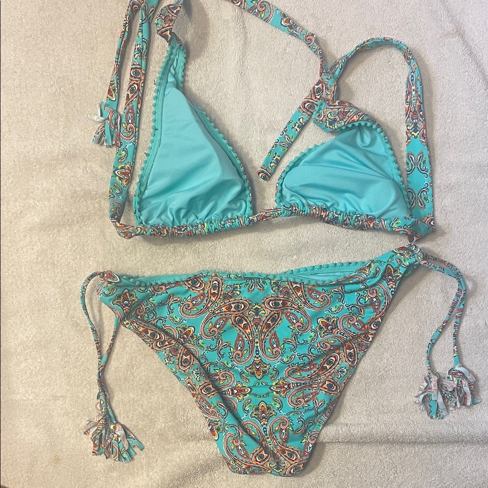 Paisley Print Bikini Set - Turquoise - Picture 3 of 3